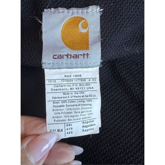 Carhartt J131 Duck Thermal Lined Hooded Zip Jacket Men 4XL Black - Picture 3 of 16